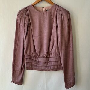 NWT Express Women’s Size Small Chic Crew Neck LS Puff Sleeve Dusty Mauve Top